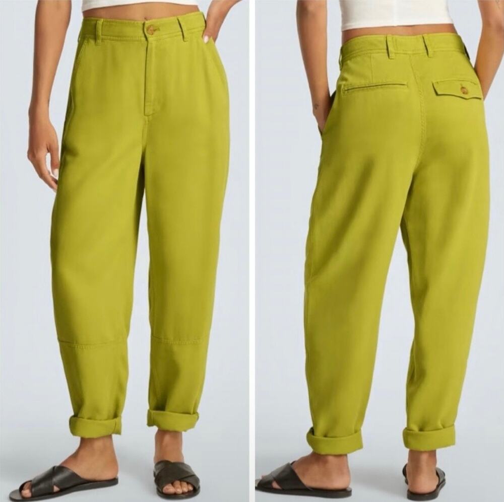 Everlane The TENCEL Barrel Curved Leg Relaxed Slouchy Chino Soft Pants Size 2